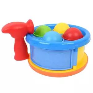 R 원통 망치놀이 12403 공때리기 드럼 악기 12개월 도형끼우기 소근육 손감각 촉감발달 완구