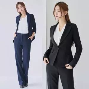 심플형 바지세트 여자 정장 편한 여성 자켓 투피스 빅사이즈 수트 셋업 유니폼 경