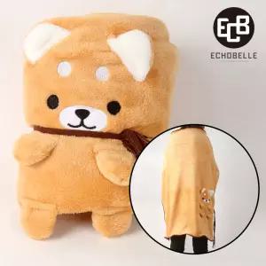 시바견 캐릭터 쿠션 무릎담요 브라운/겨울 극세사 항공