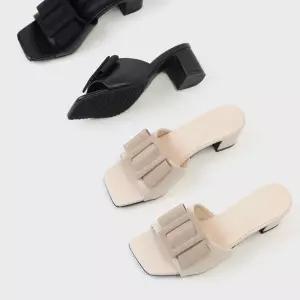 SOVO 포베스 소가죽 스퀘어 벨트 뮬슬리퍼 5cm