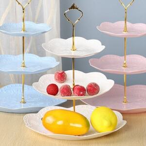 인조이 3단 디저트 트레이 라운드+골드