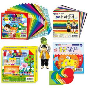 한지 꽃무늬 둥근 색종이 색지 (대용량) - KC인증