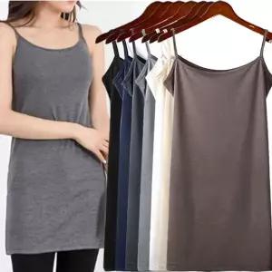 [하프클럽/]신축성 TR면 끈롱나시/면슬립/레이어드 롱티셔츠/이너롱나시/여