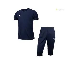 푸마 반팔티 칠부바지 세트 단체복 운동복 네이비