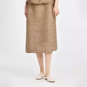 [플리츠미] 샴브레이 뷸규칙 플리츠 스커트_PPSKM024003