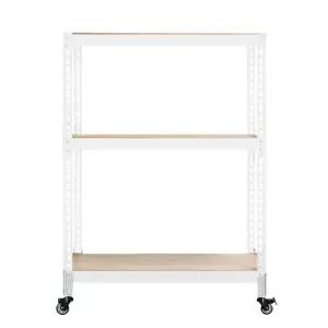철제 조립식 강화 대형바퀴 이동식선반 3단 1500 x 500 x 1800