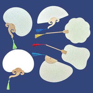 맘아트 고급 대나무 종이 부채 만들기 구름 꽃 선녀 조개 무지 부채