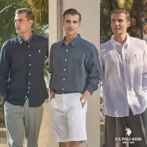 [U.S. POLO ASSN.] 남성 봄 긴팔 린넨셔츠