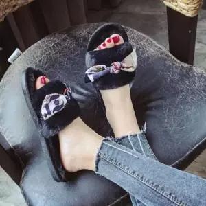 [오노마] ONM 겨울 여성 털슬리퍼 따뜻한 리본 실내화 사무실 회사