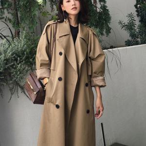 [블랙재입고] 여성 베이직 루즈핏 가을 트렌치코트 롱자켓