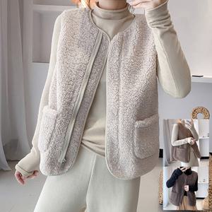 여자 양털 조끼 겨울 뽀글이 숏 베스트 집업 후리스 실내 플리스