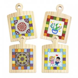 손잡이 원목 타일 컵받침 만들기 DIY 키트 티코스터 찻잔 커피잔 받침 액자