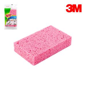3M 스카치브라이트 향균 천연펄프 수세미 분홍 (1개입x3개)