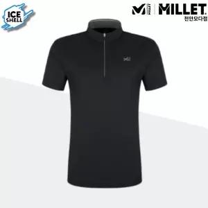 [밀레] MILLET 냉감 기능성 남성 루르드 반팔 집업 티셔츠 블랙_CA