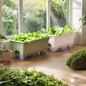 텃밭 화분 긴형 대형 플라스틱 텃밭 상추 수경재배 대파 키우기