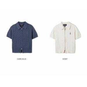 [후아유]WHOAU 여성용 스티브 케이블 반팔 집업 가디건 WHCKF2431FSG