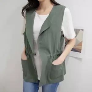 [드리다] 여성 여름 린넨 마 조끼 가벼운 여름용 캐주얼 베스트 40-50대 엄마옷 미시룩 중년여성 55-77