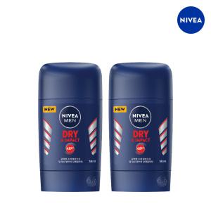 니베아 다한증 얼굴 땀억제제 겨드랑이 데오드란트스틱 드라이앤임팩트 50ml 2개