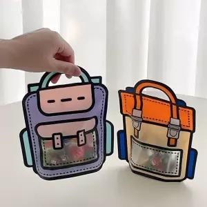 가방 모양 손잡이 지퍼백 간식 선물 포장 소형 대형