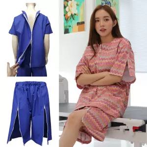 신화가운 국내제작 면100% 기능성 트임 환자복 벨크로형 지퍼형 정형외과 도수치료복 물리치료복 상하의세