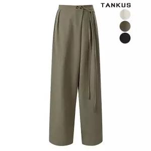 [하프클럽/]여성 핀턱 와이드 랩 벨트 슬랙스