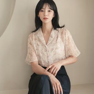[시크라인] (~XL까지) 티미 숄카라 윙슬리브 플로럴 블라우스 여름 쉬폰 시스루 출근룩 데이트 모임 미시 빅사이즈