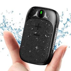 전화 및 음악을 위한 마이크가 장착된 미니 휴대용 블루투스 스피커 IPX5의 트랜스포머 웨어러블 클립 15시간 장시간 야외 활동, 자전거 타기, 달리기, 블랙 옵티머스 프라임