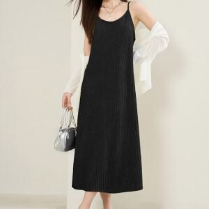 LND 러플 스트링 끈나시 롱 원피스 여성 여름 치마 민소매 여자