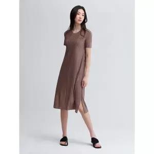 [플리츠미][최초가 158000원] A라인 폴딩 라운드넥 숏 슬리브 원피스_EPOPM225025