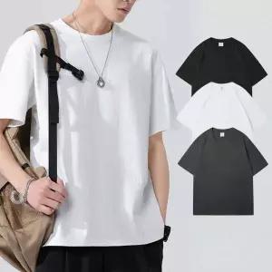 남자 여름 무지 라운드 반팔티 면티 30수 기본핏 흰색