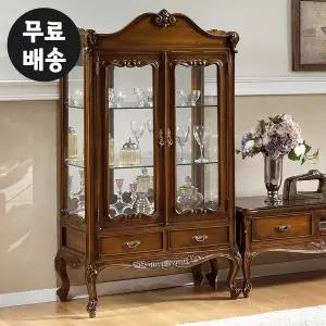 [벤티스가구]슈 엔틱 장식장 원목 진열장 유리 수납장 장식장 술 위스키 양주 와인장 거실 가구 3단