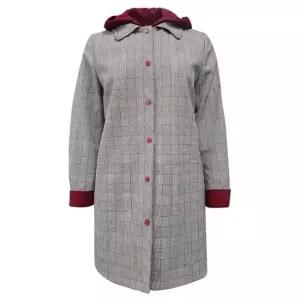 [조순희]컬러 후드 탈착 체크 트렌치 코트 AFNSJ111
