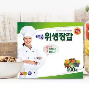 이쿡 항균 위생장갑 폴리글러브 500매 x 16팩 비닐장갑 방역 청결