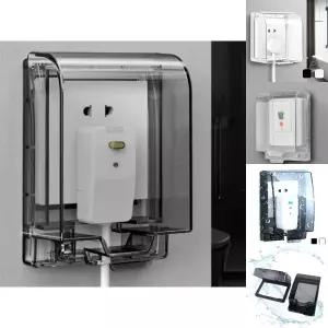 (투명블랙1p) 콘센트 커버 스위치 전기 덮개 못없이 방수 화장실/무타공/욕실/콘세트/커버함/안전/방수형