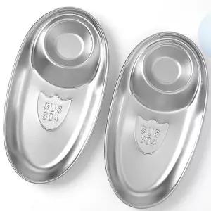 OCE 타원 스텐 소스 그릇 실버 접시 2P 20CM