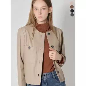 [르오트]천연양가죽100 라운드넥 램스킨 레더 자켓 사이즈 55 77까지_P406681442