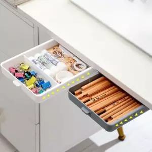 붙이는 히든 서랍/데스크/정리함/틈새/서랍장/수납/책상/슬라이딩/부착식/책상밑/수납장/슬림/수납함/비밀