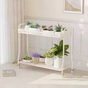 이동식 화분 선반 다이 식물 2단 거실 진열대 철제 받침대 바퀴달린 꽃집