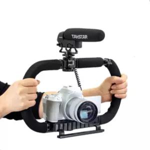 카메라 스마트폰 겸용 듀얼 그립 지향성 마이크 세트 핸들 개인방송 촬영 인터뷰