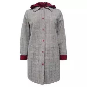 [조순희]컬러 후드 탈착 체크 트렌치 코트 BFNSJ111