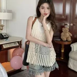 튜링르 그물망패션 여성 니트티 여름조끼