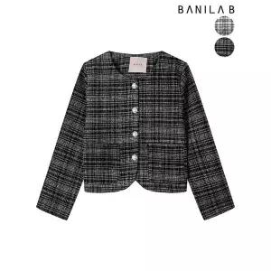 [하프클럽/바닐라비]여성 라운드넥 체크 트위드자켓