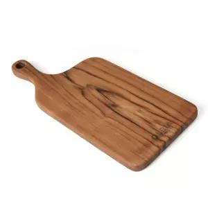 원목 우드 손잡이도마 나무 티크 플레이팅 빵 캠핑도마