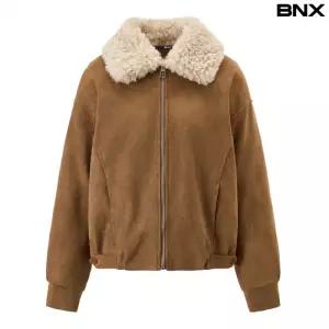 시어링 양털 배색 카라 무스탕 자켓 (BX4JK019L0)