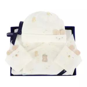 [갤러리아] (압소바.말띠임신축하,태교,출산)새싹곰오가닉곰배냇저고리,모자세트(A2A-15121)