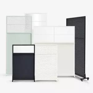 듀크 타공판 철제 파티션 타공 불투명유리 망입패턴유리 바퀴추가