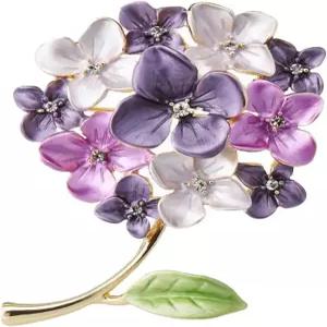 에나멜 퍼플 라일락 플라워 브로치 여성 칼라 수국 결혼식 핀