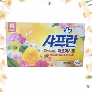 엘지 일반드럼겸용 섬유유연제 샤프란 아로마시트 코튼블로섬 50매 1개