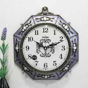 무소음 쥬얼리 골드보라 팔각형 주물 벽시계 HCA-634S