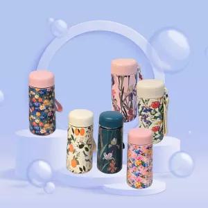 칸토(KANTO) 레트로 플라워 텀블러 240ml 미니보온병 미니텀블러 물컵 커피 일본 슬림보온병 보냉병 등산 낚시 여행낚시 여행 유치원 에소프레소